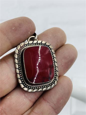 16.34g Vintage ATI Mexico Sterling Red Jasper Pendant