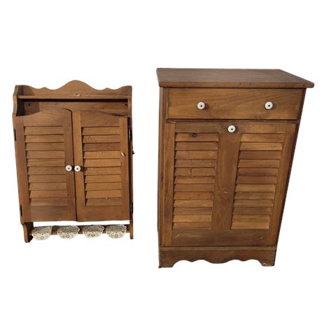 Wall Hanging Wooden Cabinet / Wooden Trash Can Cabinet