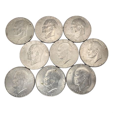 Lot of 9 Eisenhower Bicentennial Clad Dollar Coins