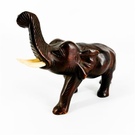 Carved Wood Elephant Figurine