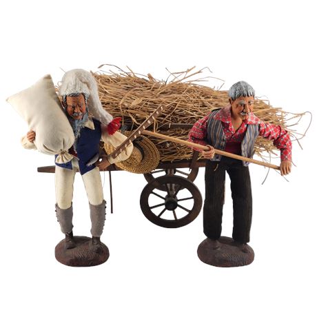 Qualité Française Farmer Figurines / Hay-Cart