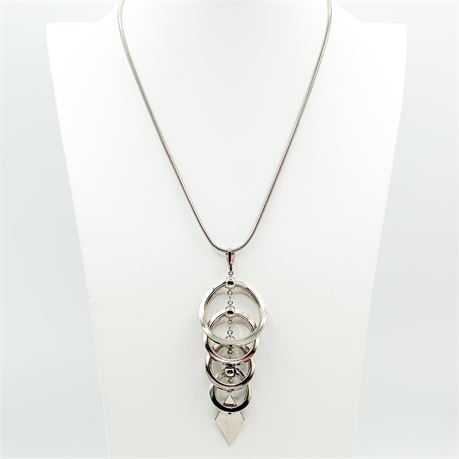 Vintage Silver Tone Abstract Pendant Necklace
