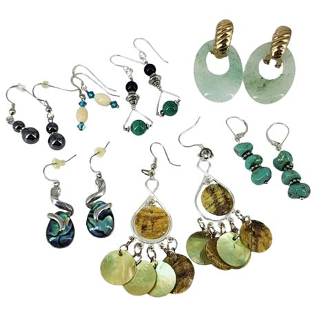 Seven Pairs Handmade & Natural Earrings