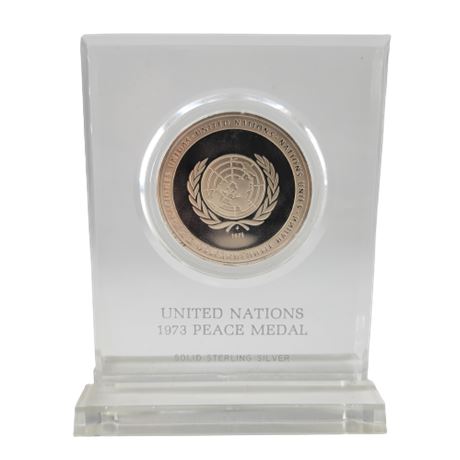 United Nations 1973 Peace Medal Solid Sterling Silver
