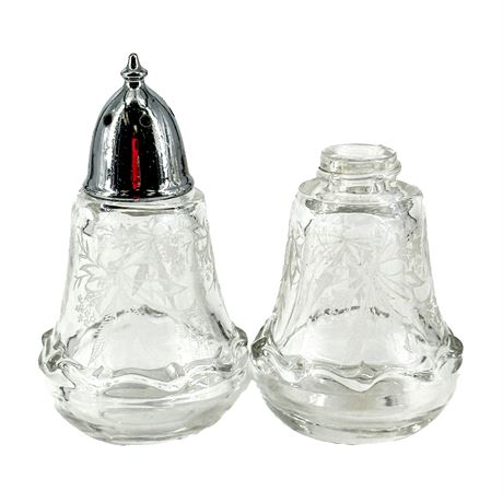 Vintage Fostoria Glass Etched Salt & Pepper Shakers