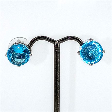 Brilliant Blue Round Stud Earrings