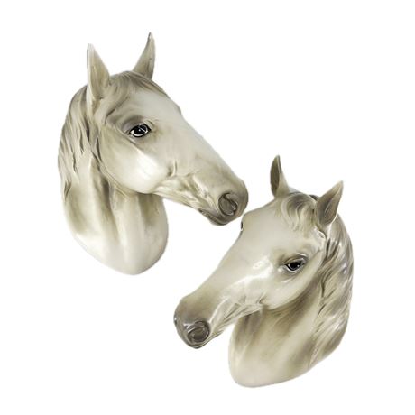 Pair of Vintage Lefton's Porcelain Horse Head Figures