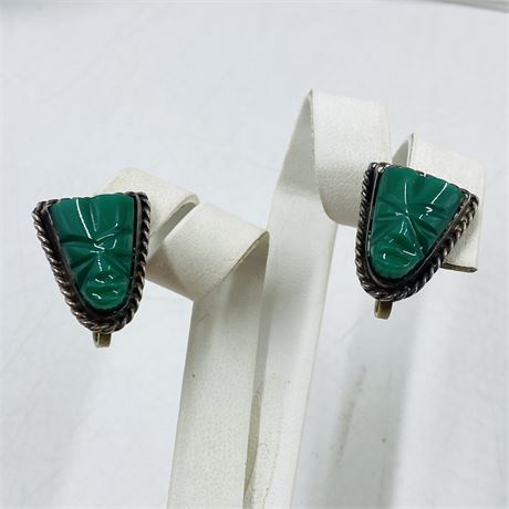 8.5g Vntg Mayan Face Sterling Earrings