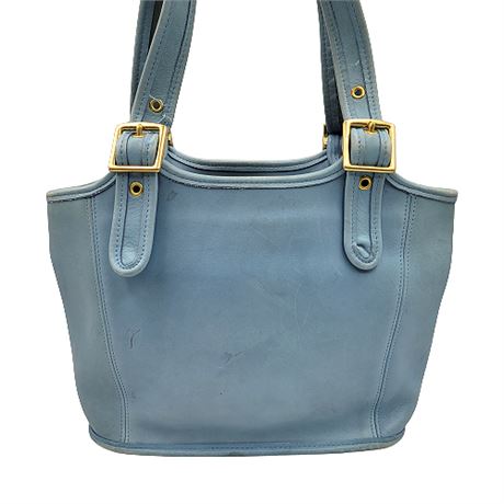 Vintage Coach Legacy Small Shopper Bag Powder Blue Leather