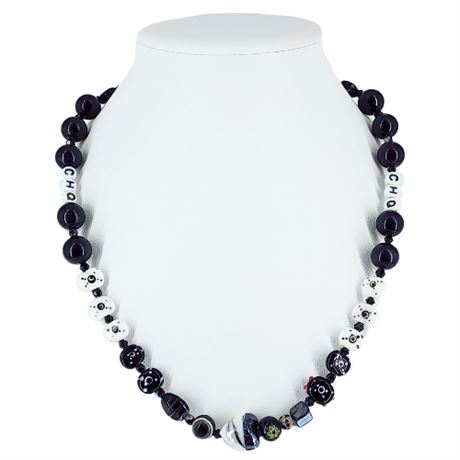Vintage Artisan Made Chautauqua Souvenir Glass Bead Necklace