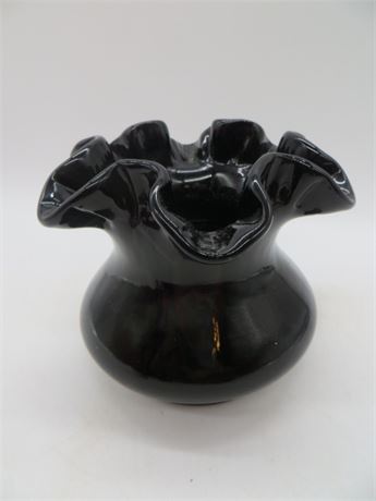 Black Amethyst Ruffle Vase