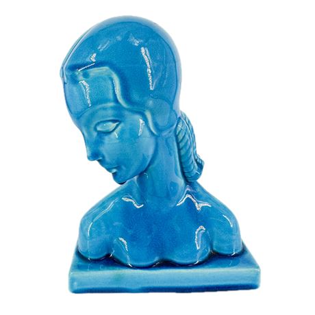Vintage 1930's AMACO Teal Blue Art Deco Female Bust