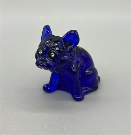Rosso Cobalt Bulldog Figurine Green Eyes