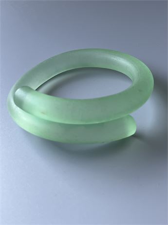 Green satin glass bangle bracelet