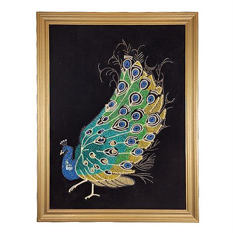 Mid-Century Peacock Gravel Art
