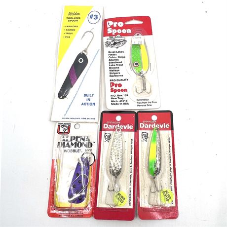 Vintage NEW Fishing Lure Lot- Spoons Luhr Jensen, Pro Spoon, Eppinger, Weldon