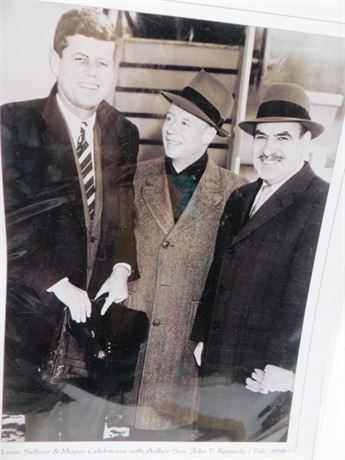 1958 Picture of Louie Seltzer & Mayor Celebrezze w/Then Author Senator JFK