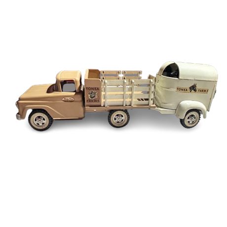 Vintage Tonka No. 35 Farm Stake Truck & Horse Trailer