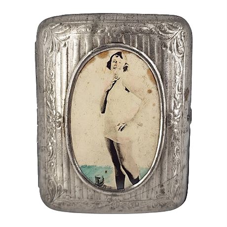 Vintage 1930s/40s Risque Bathing Beauty Photo Cigarette Case