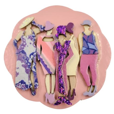 Vintage Cardboard "Designs by Lucinda" 3-D Brooch