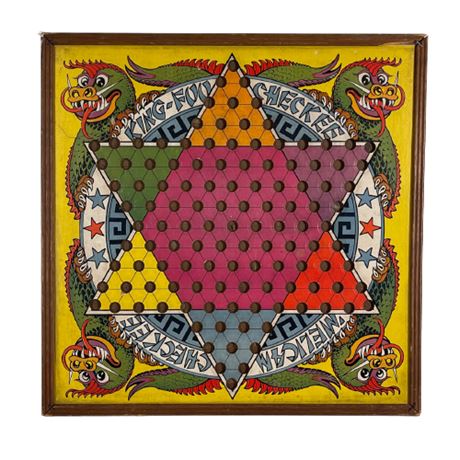 Vintage Double Sided Chinese Checkers/ Checkers Game Board