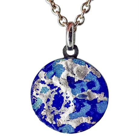 Artisan Made Cobalt Blue Art Glass Pendant Necklace