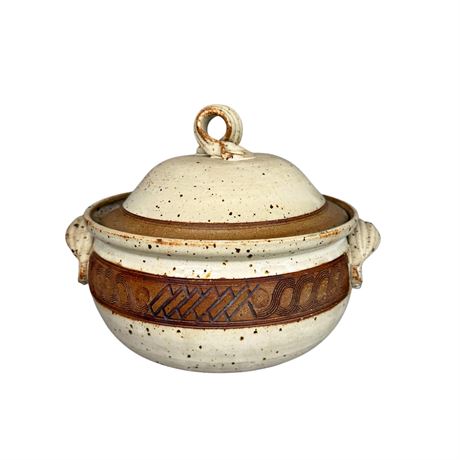Signed Pottery Casserole Bowl
