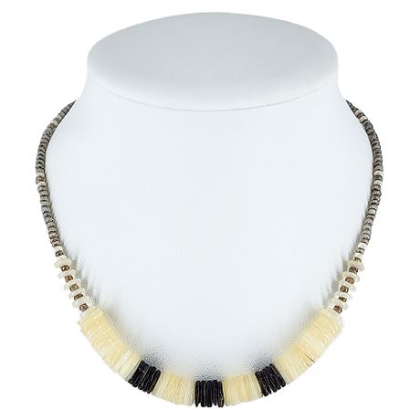 Vintage Mother of Pearl & Abalone Rondell Beaded Necklace