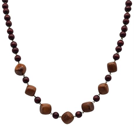 Vintage Rosewood Beaded Necklace