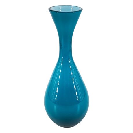 Mid-Century Gunnar Ander for Lindshammar Teal/Opal Cased Glass Bud Vase