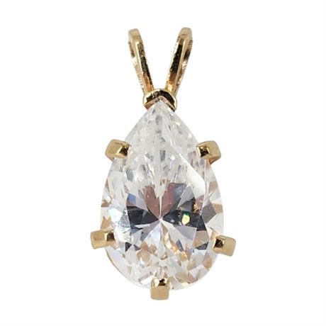 Gold Tone Pearl Shaped CZ Pendant