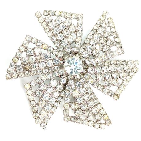 Vintage Rhinestone Pinwheel Brooch