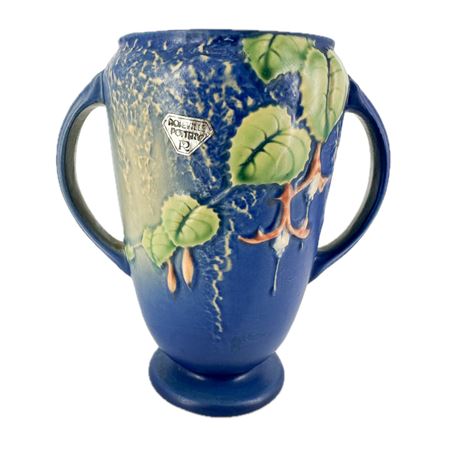 Vintage 1938 Roseville Fuchsia Blue Vase 895-6