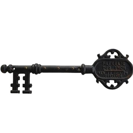 Vintage REPUBLIC PIG IRON Key Wall Decor ~ Key Holder