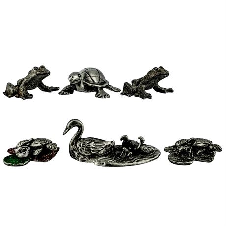 Stamped Spoontiques and CAT Pewter - Turtles, Ducks, Frogs