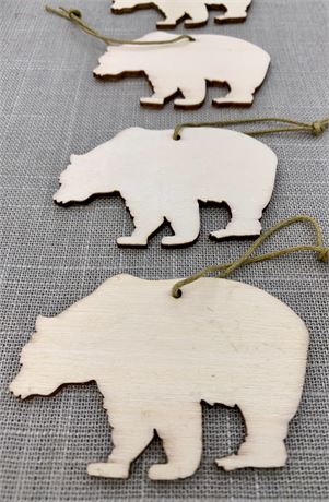 8 Wooden 2 7/8” Woodland Forest Bear Ornaments