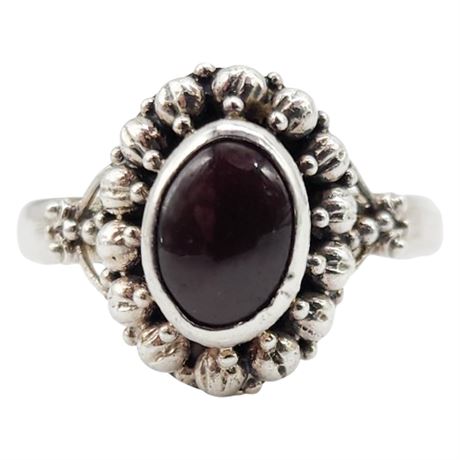 Sterling Silver Garnet Ring, Sz 6.25