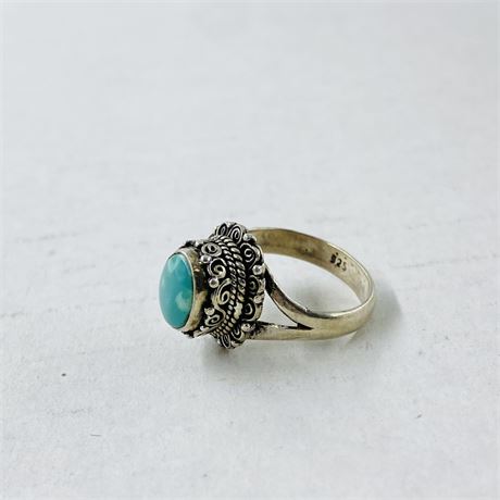 9.1g Sterling Turquoise Ring Size 7.75