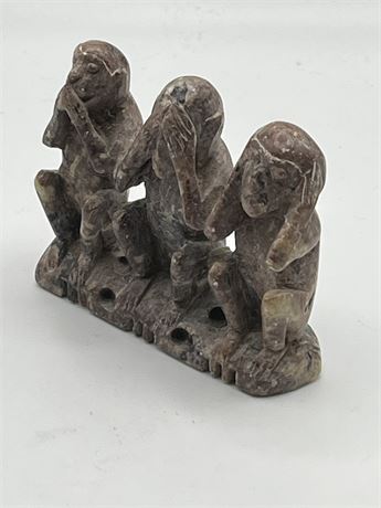 Carved soapstone three monkeys