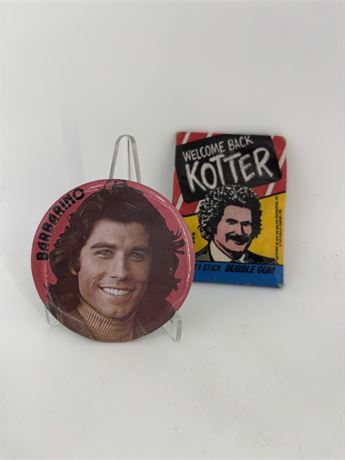 Welcome Back Kotter Trading Cards & Barrbarino Button