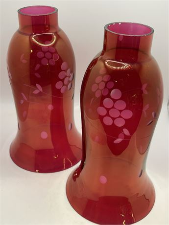 Set of two cranberry globes