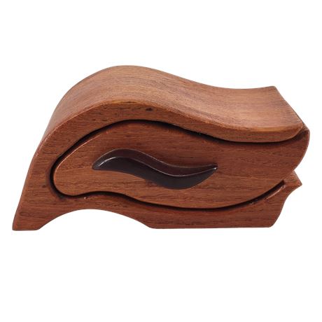 Hand Crafted Wooden Wave Jewelry Box by Upscaledisplays.com
