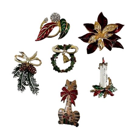 Lot of Holiday Enameled Brooches