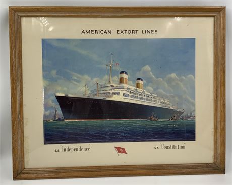 1950s Travel Agency SS Constitution American Export Cruise Ship Advertising