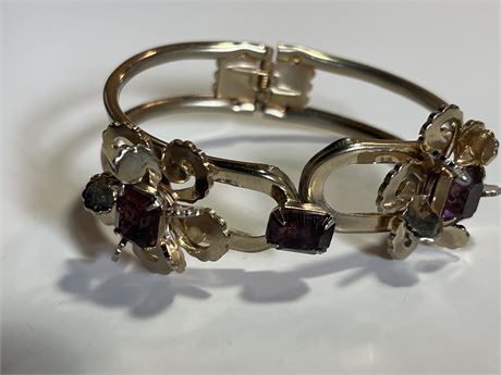 Vintage Amethyst hinged bracelet