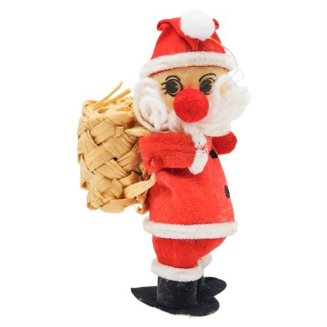 Vintage Flocked Santa Claus Ornament