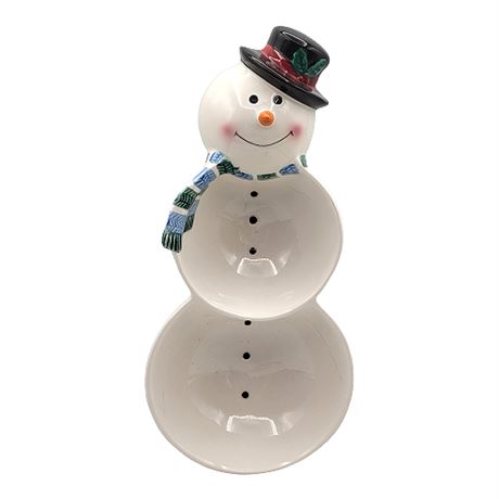 Hallmark Ceramic Snowman Divided Bowl