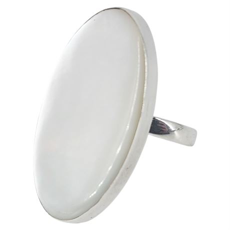 Sterling Silver Mother of Pearl Ring, Sz 6.75