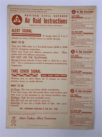 WWII Civil Defense Air Raid Instructions Poster