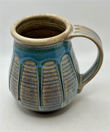 Vintage art pottery enameled mug